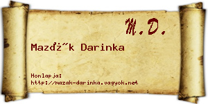 Mazák Darinka névjegykártya